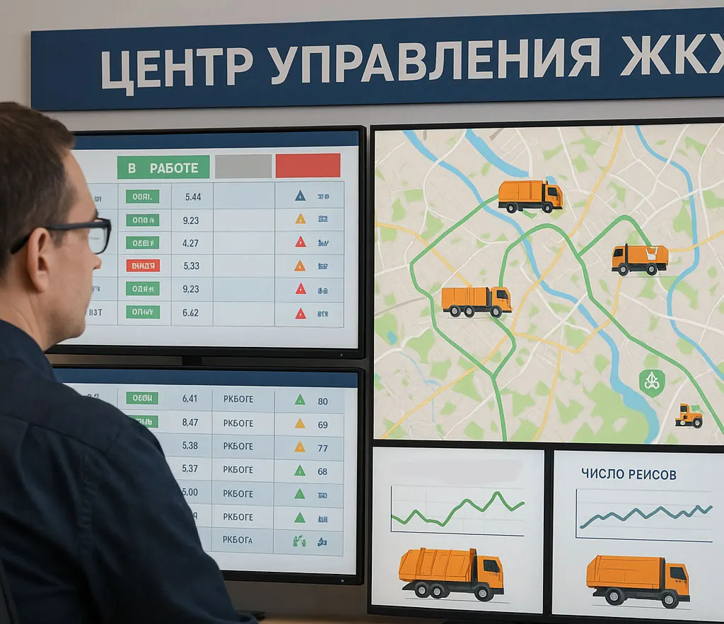Центр управления ЖКХ: диспетчер следит за мусоровозами на карте