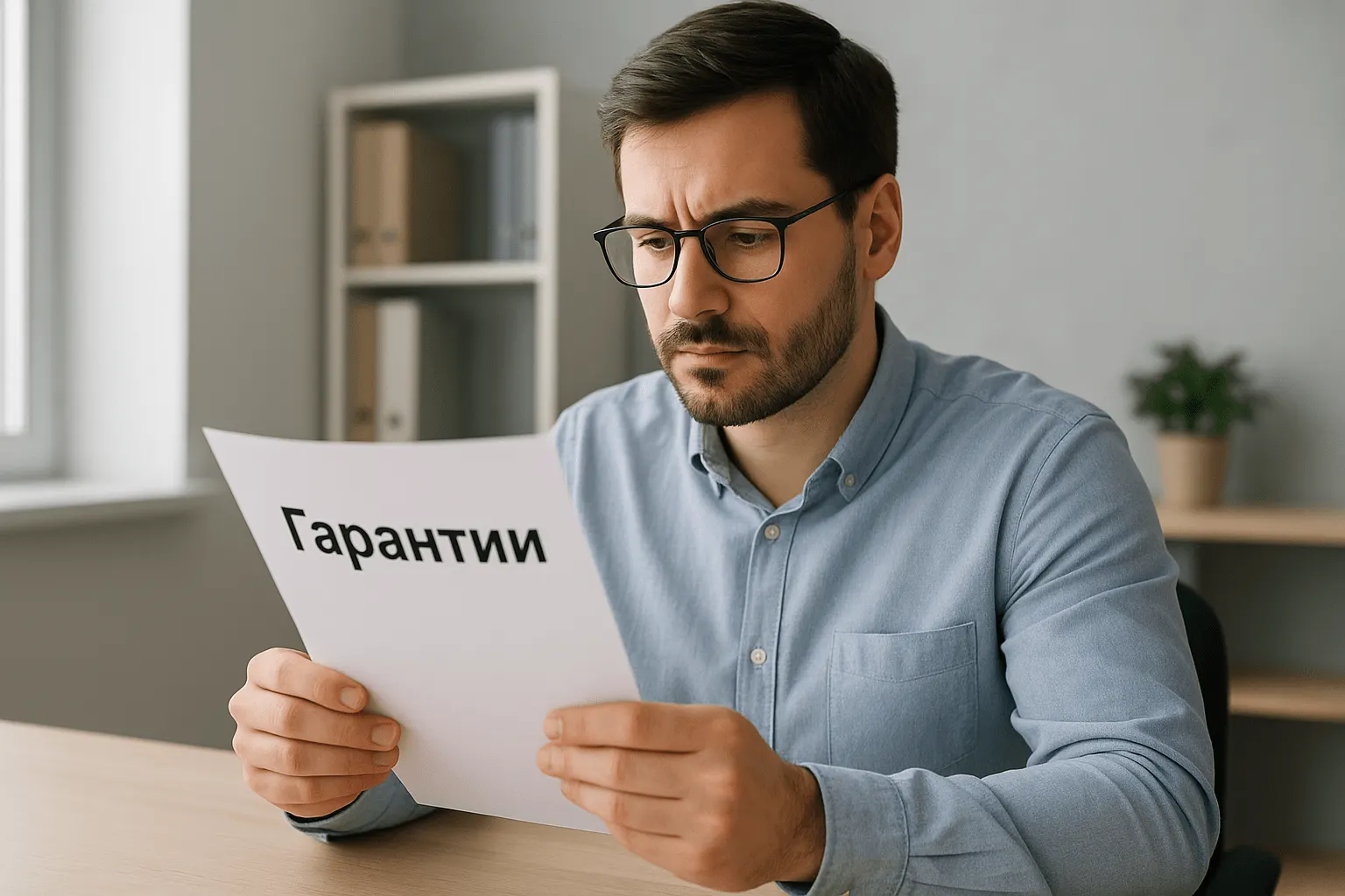 Мужчина изучает гарантийный документ