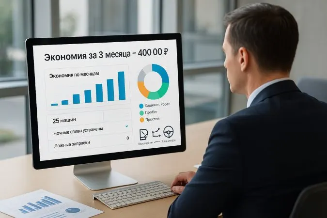 Руководитель анализирует расход топлива автопарка