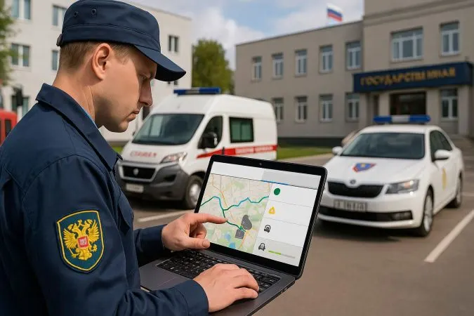 Специалист анализирует данные автопарка